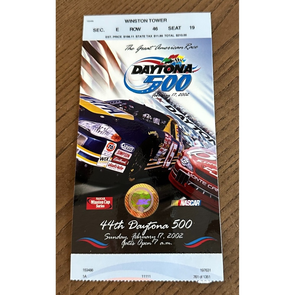 Daytona 500 2002 Nascar‎ Auto Racing Ticket 44th Daytona Memorabilia Ephemera